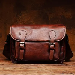 Vegetable tanned leather handbag hand-painted men's bag leisure leather shoulder bag fashion messenger bag