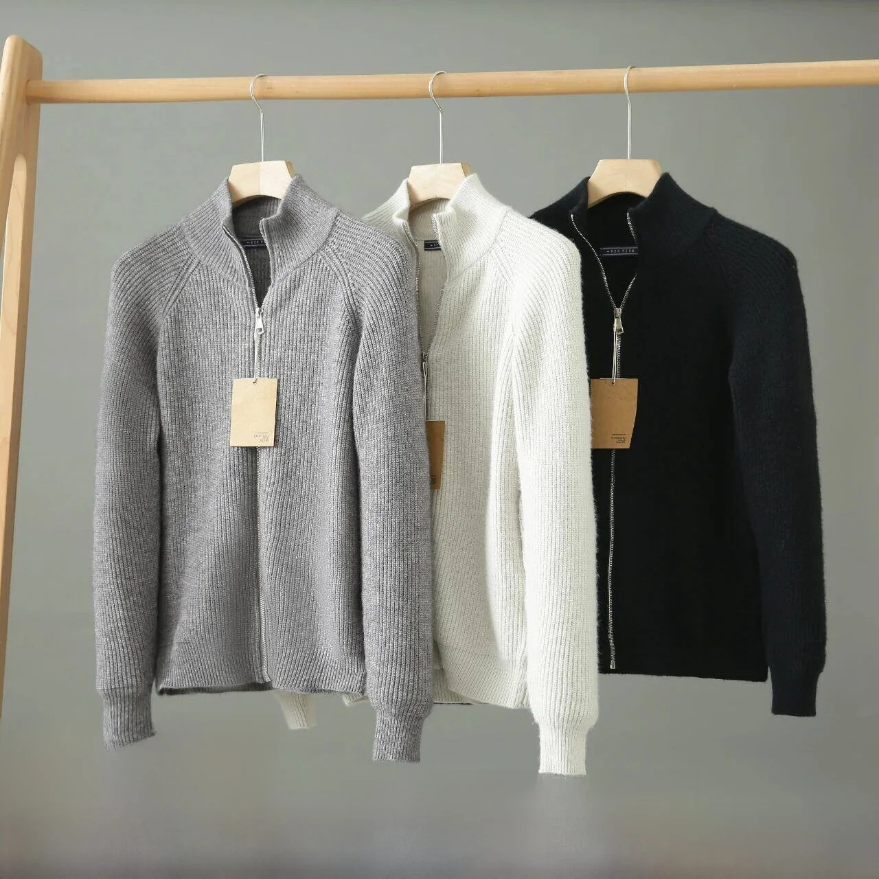 

Heavyweight Men's Knitted Cardigan Thi Needlework Warm Skin-friendly Collar Stand-up Autumn Winter Casual Sle Long Sve