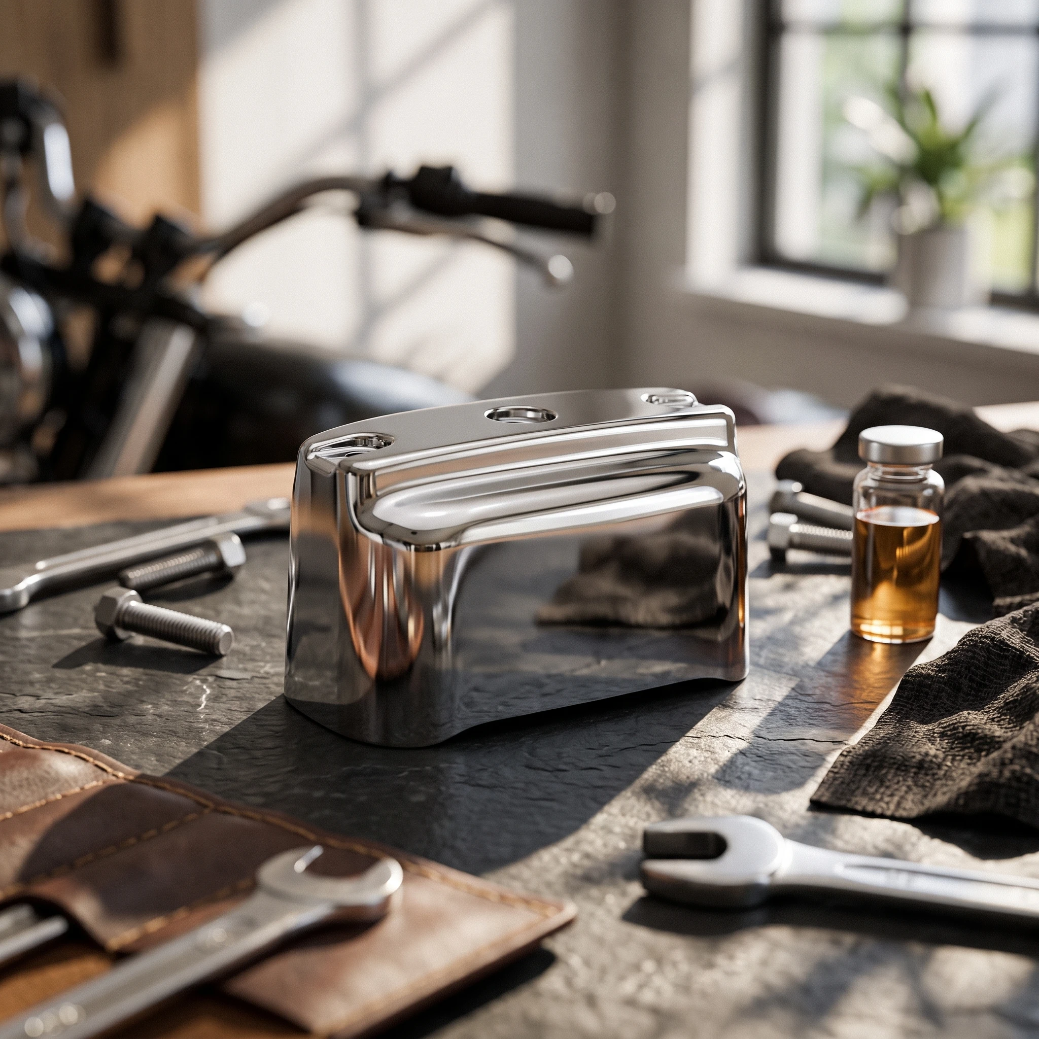 Rear Brake Master Chrome-plated Cylinder Cover with Mounting Holes Round-edged Design for Motorcycle Hardware Refresh