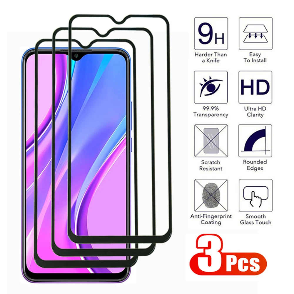 3Pcs Anti-Burst Glass For Xiaomi Redmi Note 8 9 Pro Max 9S 8T 9T Screen Protector Redmi A1 A2 Plus 8A 9A 9T 9C NFC Tempered Film