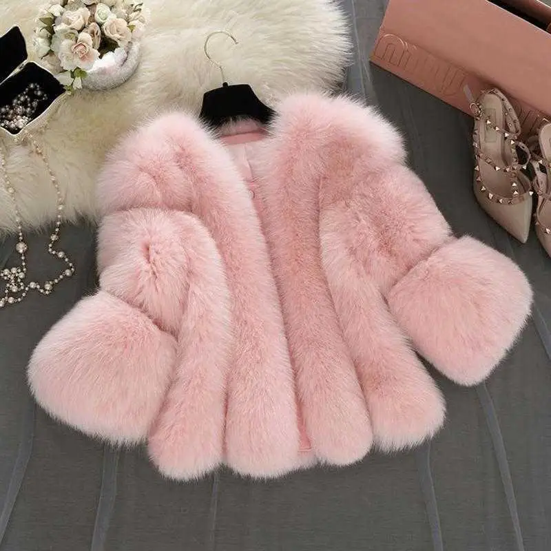 Fashion Artificial Fur Coat Women Girls Fluffy Faux Fur Short Thick Coats Jacket Furry Party Overcoat 2022 Winter Faux Fur Coat