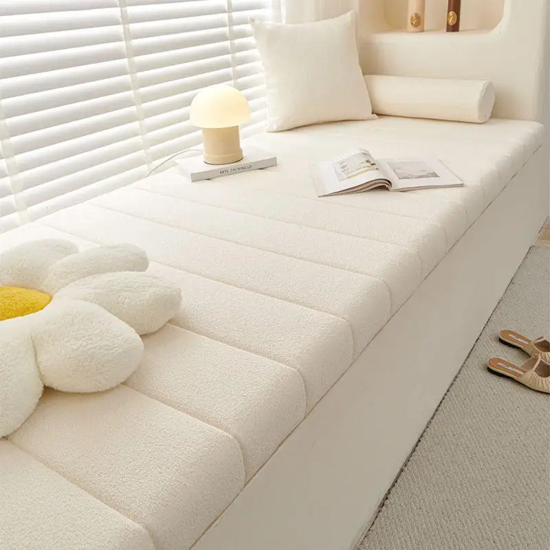 Detachable Teddy Velvet Window  Cushion Luxury Modern Style Balcony  Pad Simple Pure Color Customizable Home Textile view 3