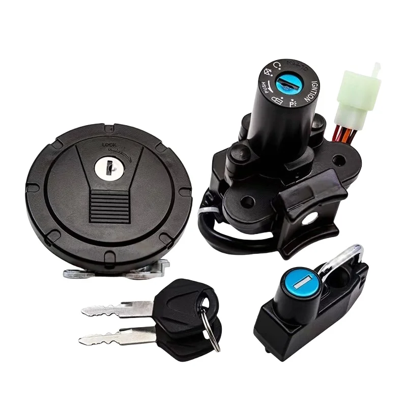 Interruptor de llave de encendido de motocicleta, tapa de combustible, Kit de bloqueo de asiento, accesorios para Kawasaki KLX KL 250 KMX125 KMX250 KLR250 KLX250
