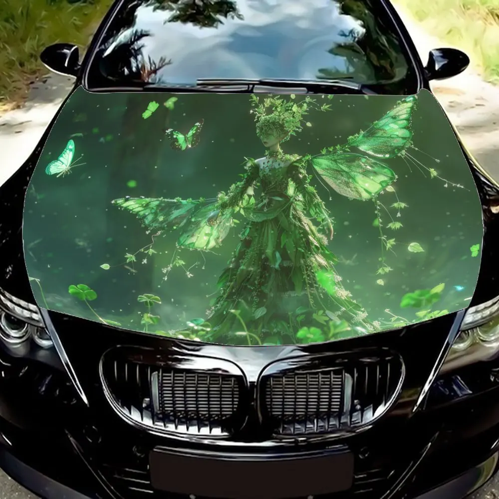 

Green Feather Elf: A Natural Symphony of Forest Butterflies with Graphic Car Vinyl Wraps, Vinyl Car Hood Graphics, and Eye-Catch