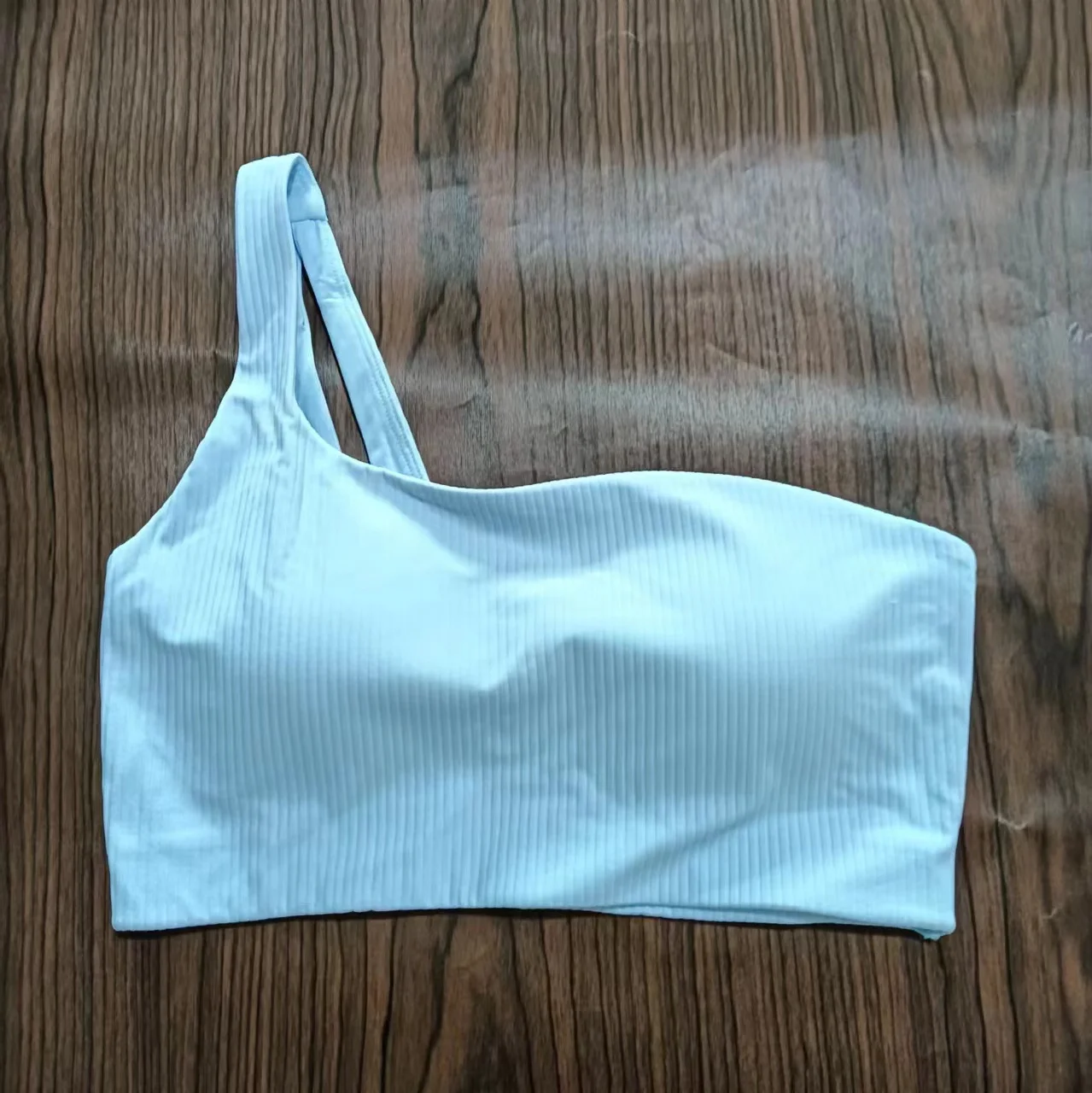 Gym breathable female personality single strap fixed sponge cup sports underwear water drop type sexy beauty back shock-proof yo