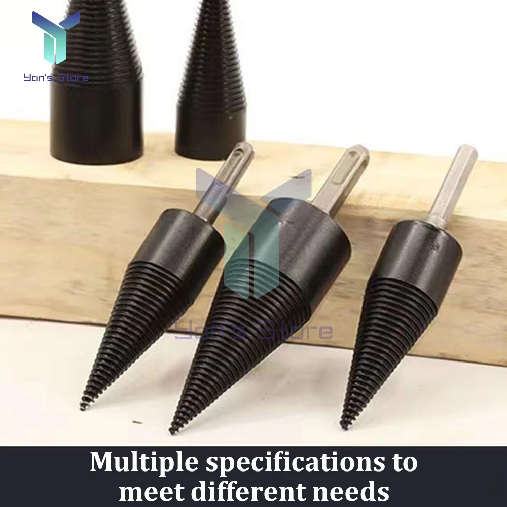 6Pcs 32/42mm Firewood Splitting Drill Bit Wood Splitter Screw Cones Bit Square Round Hexagonal For Hammer Drill