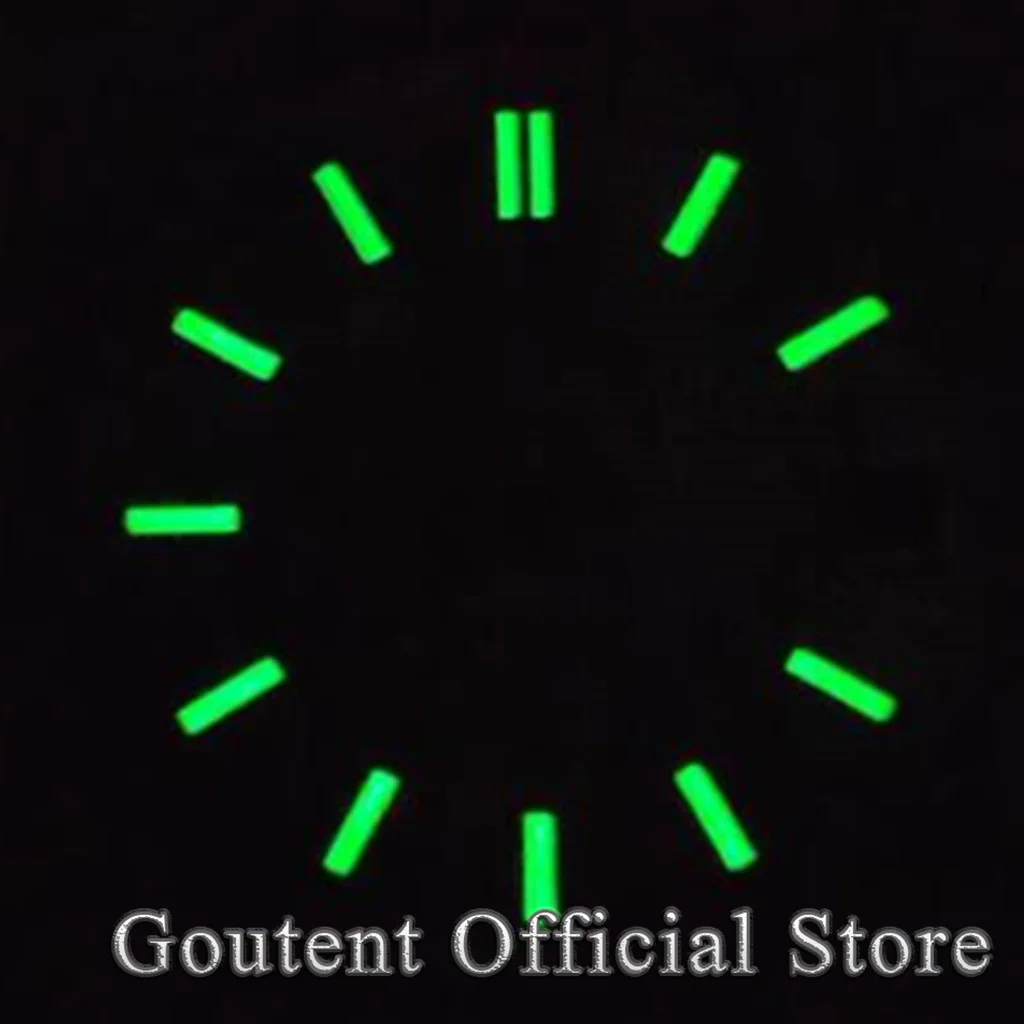 Goutent 28.5mm Green Luminous Sterile Watch Dial Fit NH34 NH35 Automatic Movement Fit 3 O\'Clock Crown 3.8 O\'Clock Crown