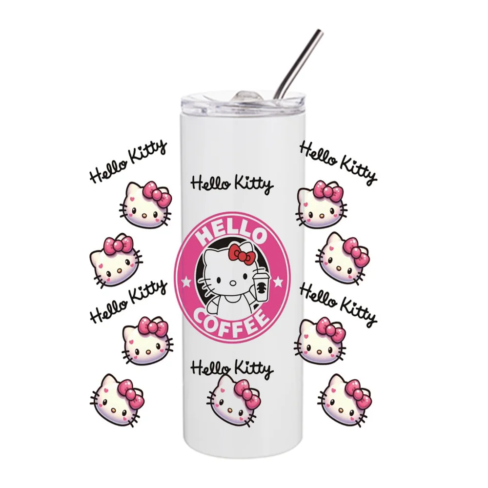 Miniso 3D Cartoon Design UV DTF Cup Wrap for 20oz Tumblers Hello Kitty Decal Transfers Stickers DIY Washable Mug Decal Sticker