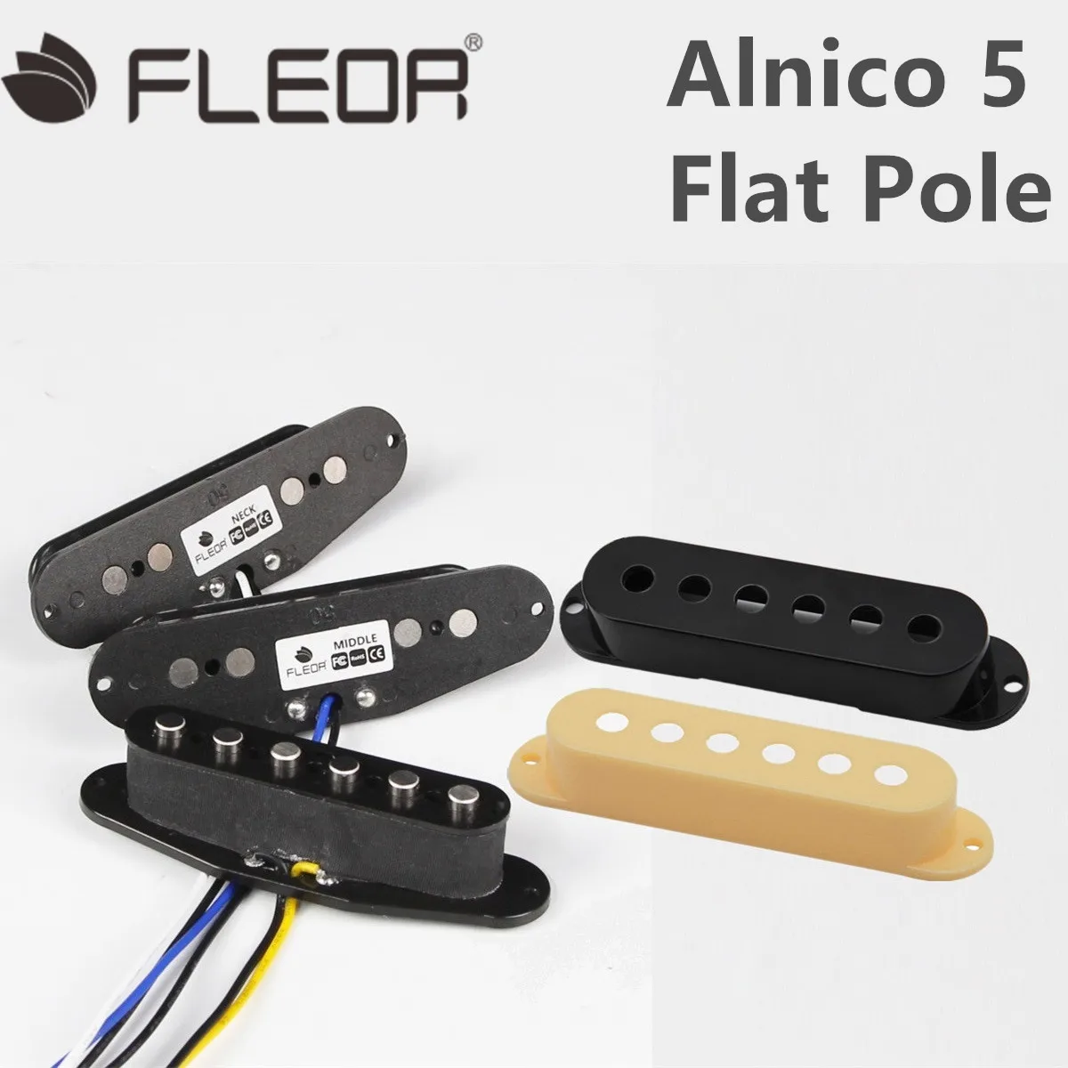 FLEOR 1 個アルニコ 5 ST エレキギターシングルコイルピックアップフラットポールピースヴィンテージギターパーツ