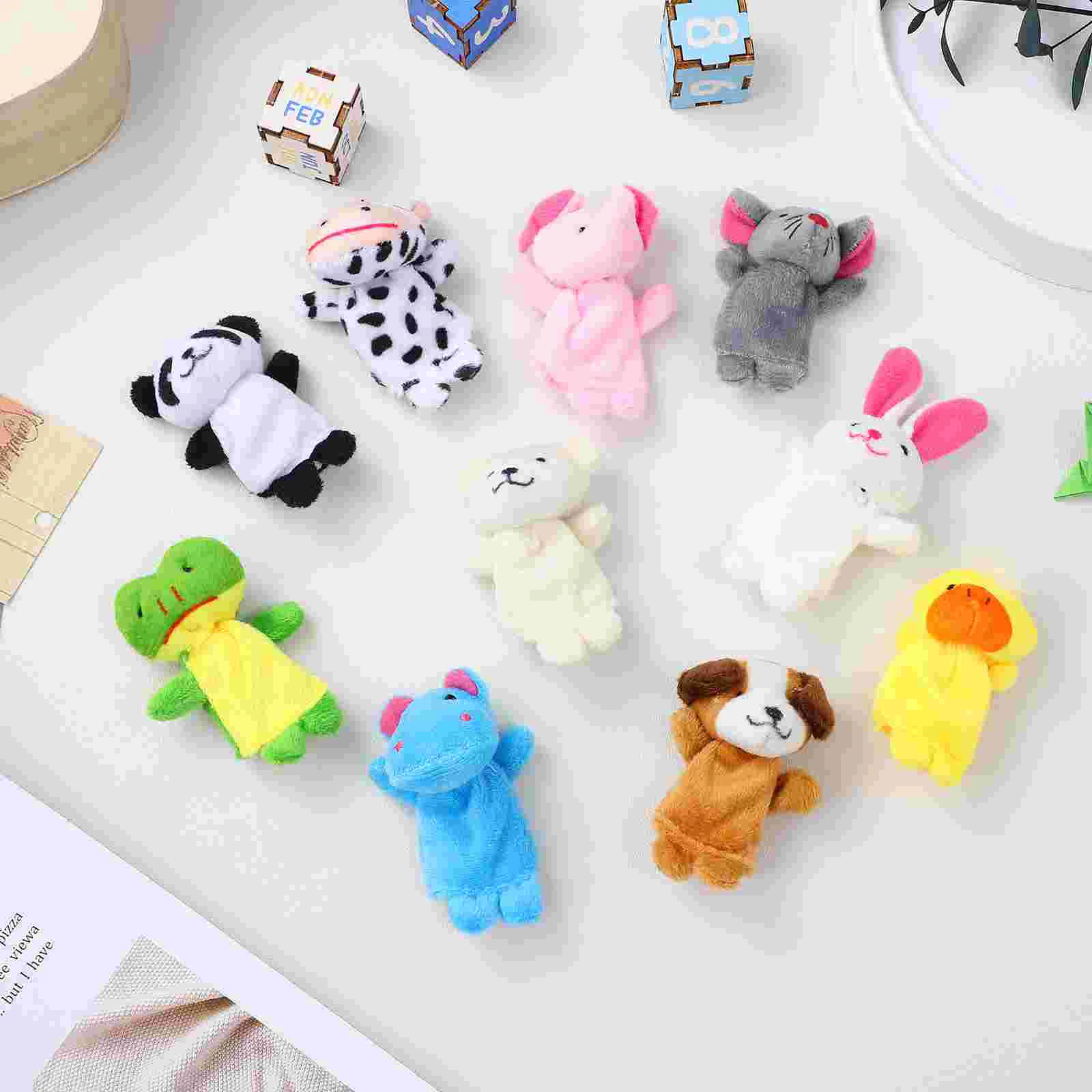 10 Stück Fingerpuppen Plüschpuppen Hand Mini Badespielzeug Requisite Kinder für Tiere