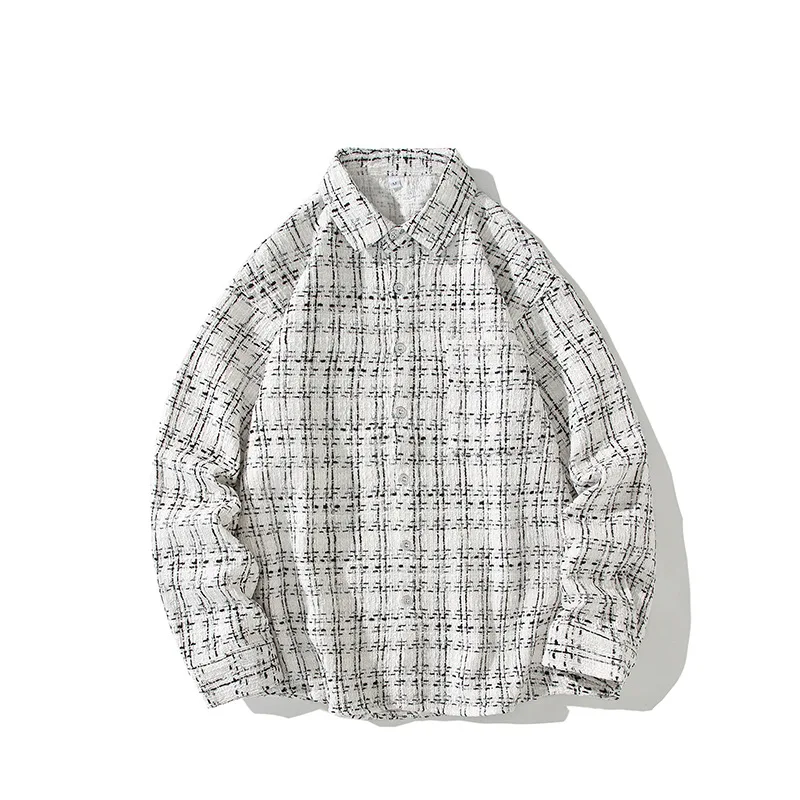 

Heavyweight Autumn and Winter New Shirt Men's Jacket Loose Plaid Shirt Casual Coat Large Men's Long Sleeve Shirt