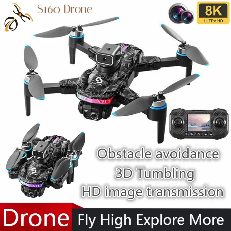 

NEW S160 Drone Professional 8K HD Dual Camera FPV WIFI Aircraft Quadcopte Obstacle Avoidance Height Hold Remote Control RC Dron