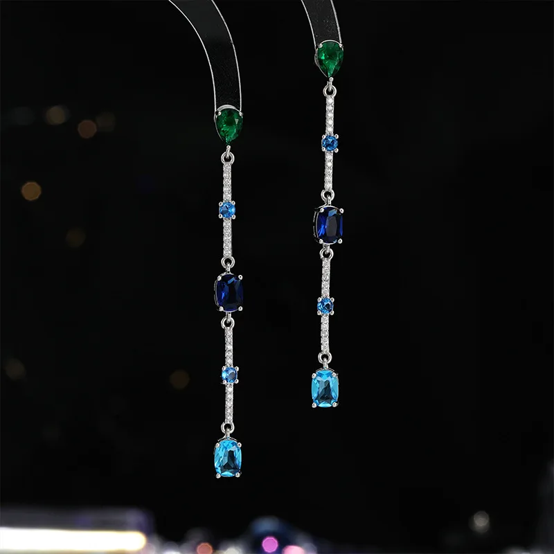 

Geometric Long Tassel Face Slimming Elegant Earrings European and American Style Design Super Fairy High-end Silver Needle Earri