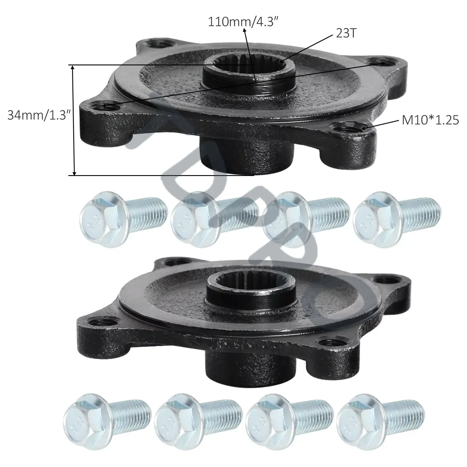 Пара задних ступиц TDRPO 23T 4, шпилька, задняя Фланцевая деталь, 110 мм с болтами, картинг, квадроцикл, стандартная деталь