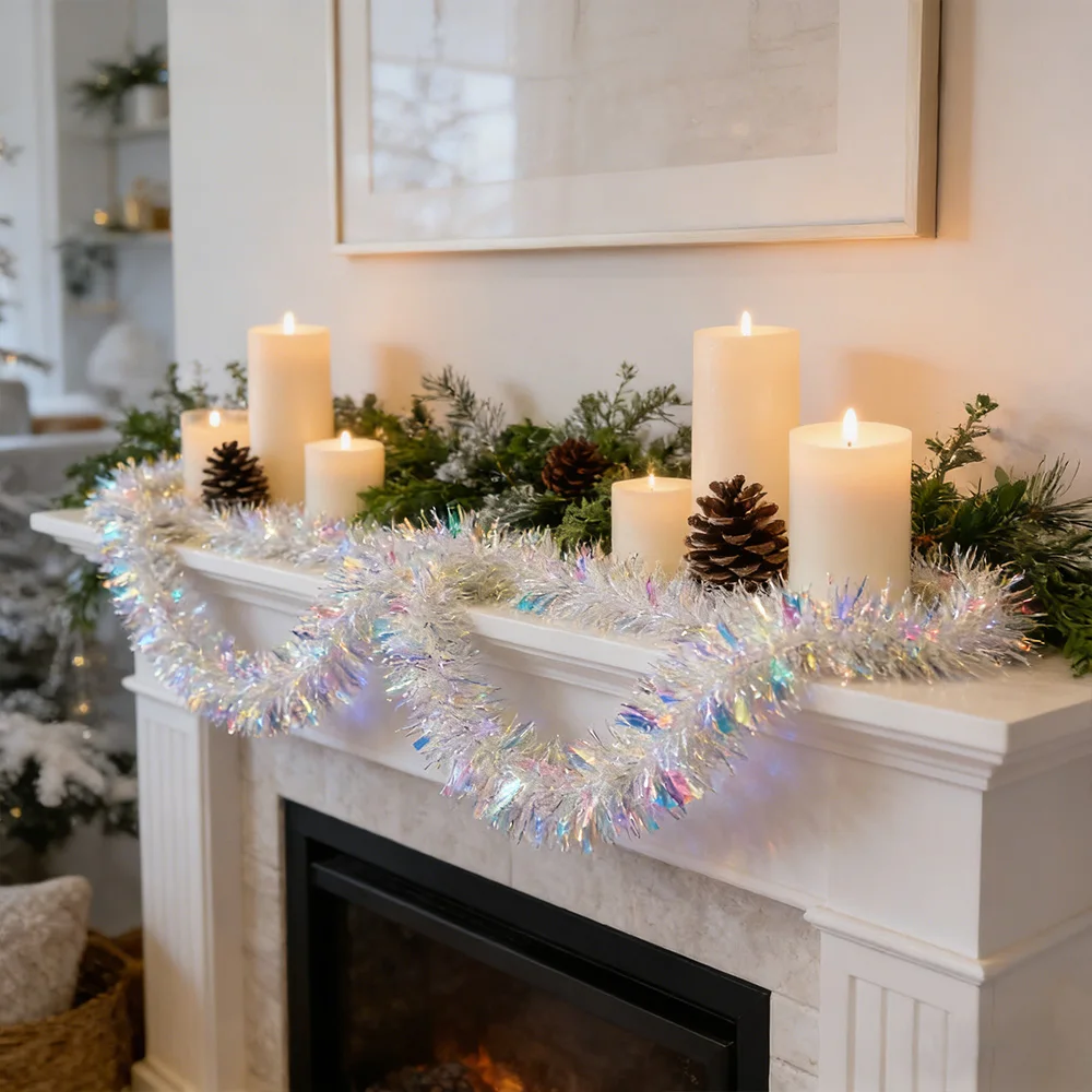 

1pc/4pcs Sparkling Tinsel Garland Colorful Tassel Ribbon | Tinsel Ribbons for Wedding, New Year, Christmas, Party & Home Decor