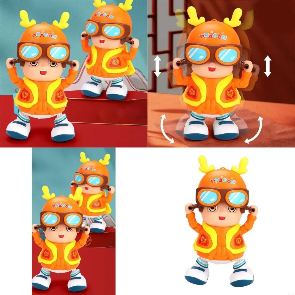 

A5YC Музыкальные шкатулки Детские фонарики Игрушки Маленький мальчик ковыляющий танец Электрическая кукла Детские игрушки