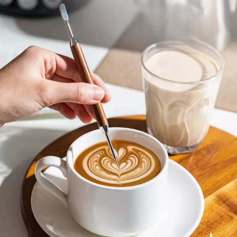 1 Redwood Kaffee Latte Art Pen, Edelstahl nadeln, Küchengeräte, Kaffee zubehör, Holzgriff