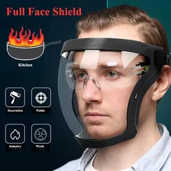 Maschera di protezione trasparente integrale con fibbia regolabile-visiera facciale riutilizzabile e resistente al calore per la sicurezza durante il lavoro, fuori