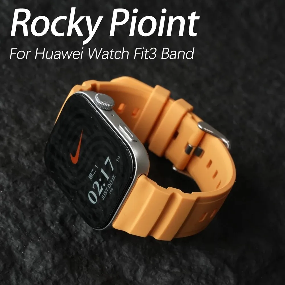

Rocky Point Rugged Silicone Strap for Huawei Watch Fit 4 Pro Fit 4 Fit 3 Watchband Sport Breathable Liquid Silicone Band