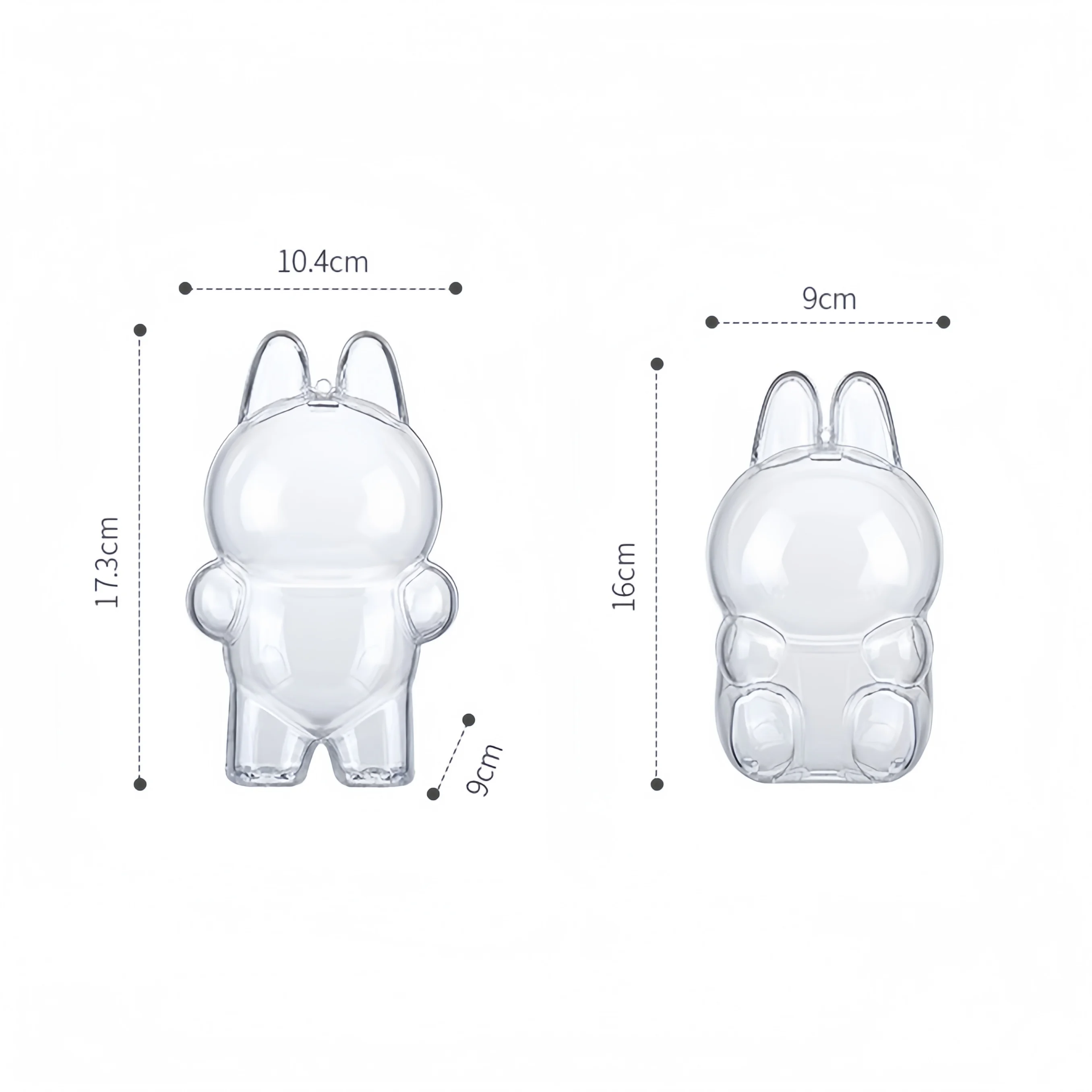 Kristalheldere beschermhoes voor LABUBU V1/V2 opbergdoos voor hanger poppen stofdicht en krasbestendig vitrine
