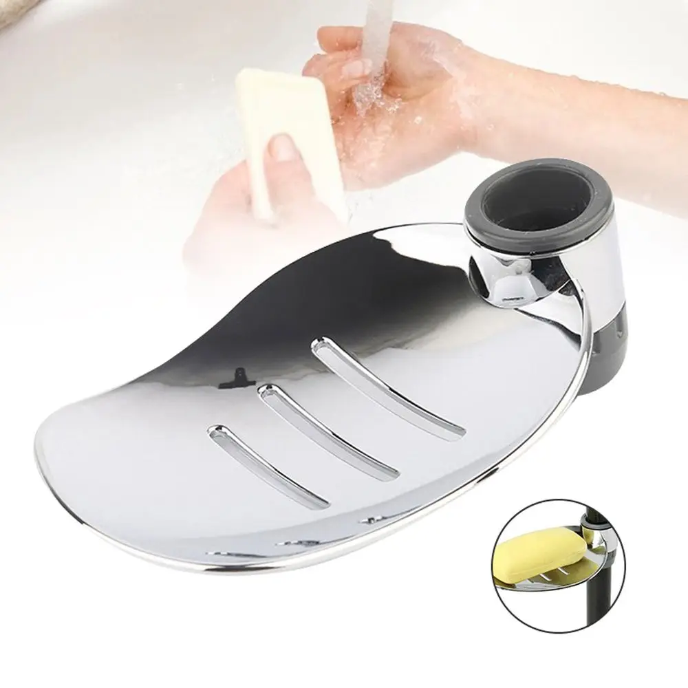 22/24/25MM For 22 24 25 mm Silver Bath Shower Home Adjustable Rail Slide Soap Dishes Soap Holder Leaf Shape Tray