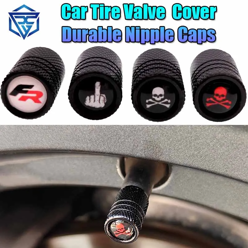 4pcs Universal Personalized Airdust Waterproof Decorative Car Tire Valve Cover Aluminum Alloy Durable Nipple Caps Rim Stem Caps