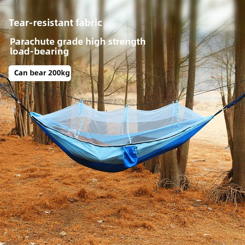 

Outdoor Camping Hammock with Mosquito Net Anti-mosquito Anti-rollover Automatic Indoor Hammock Outdoor Swing Hammock Courtyard