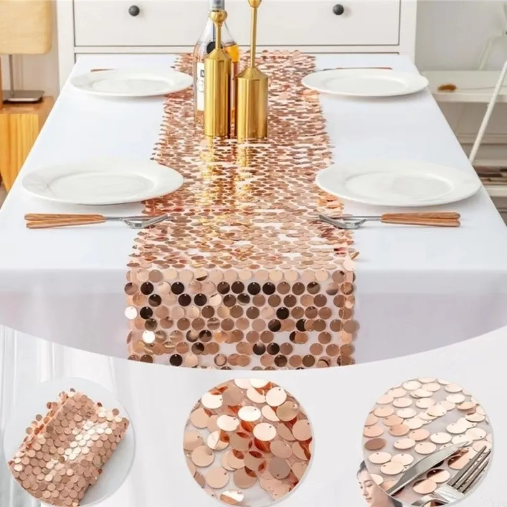 Fish Scale Sequins Table Runner Luxurious Elegant Glitters Table Cover Sparkling 30x274cm Wedding Table Decoration