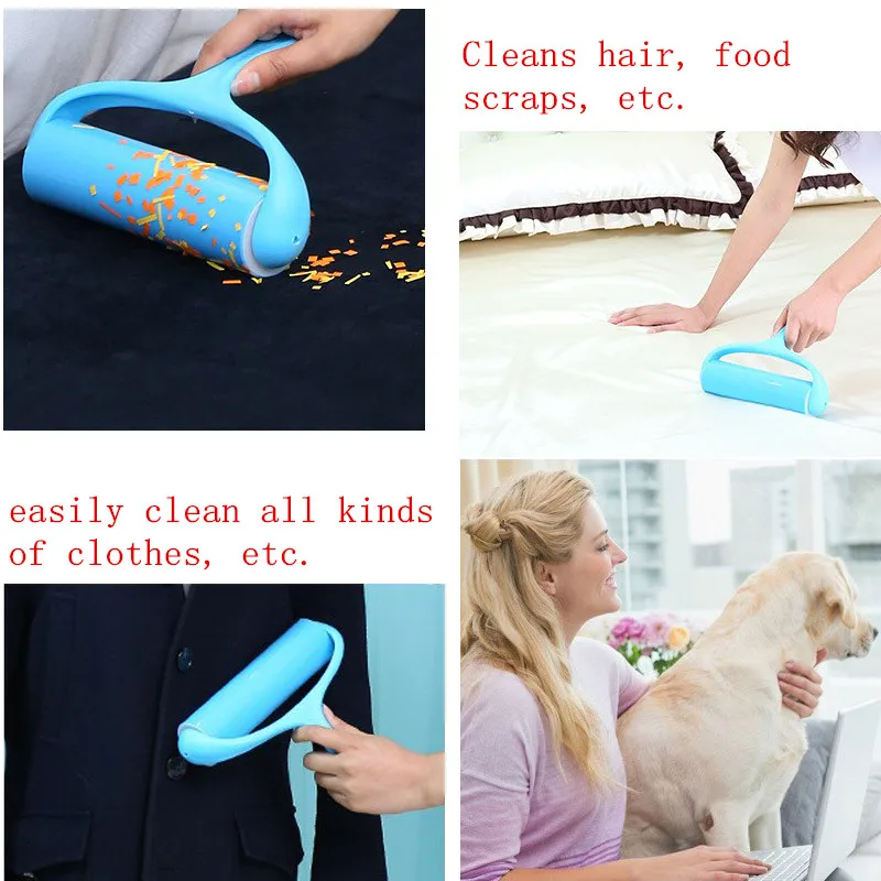 Reusable adhesive roller gluing tool sofa bed carpet cleaner clothing pet hair dust removal brush household car cleaning