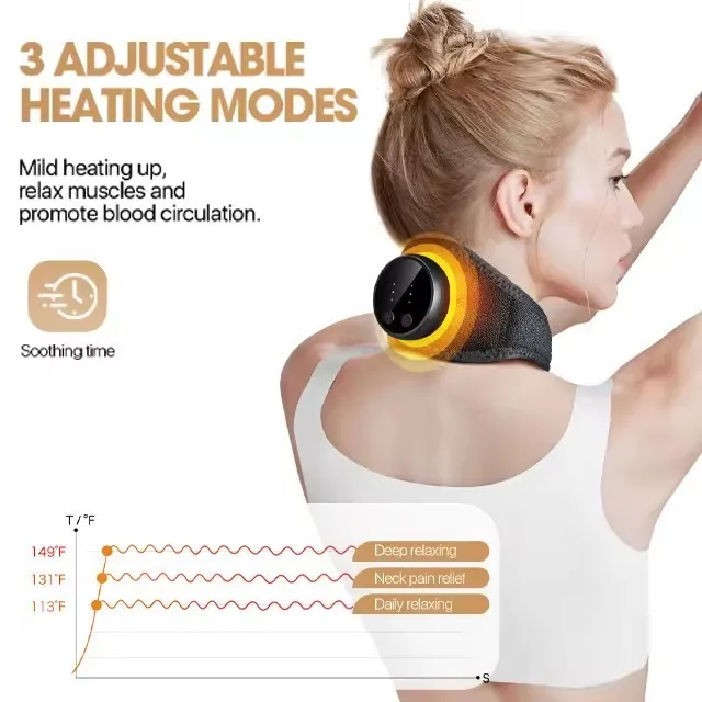 Portable Electric Heating Neck Massager, Cervical Pain Relief Pad for Dowager's Hump