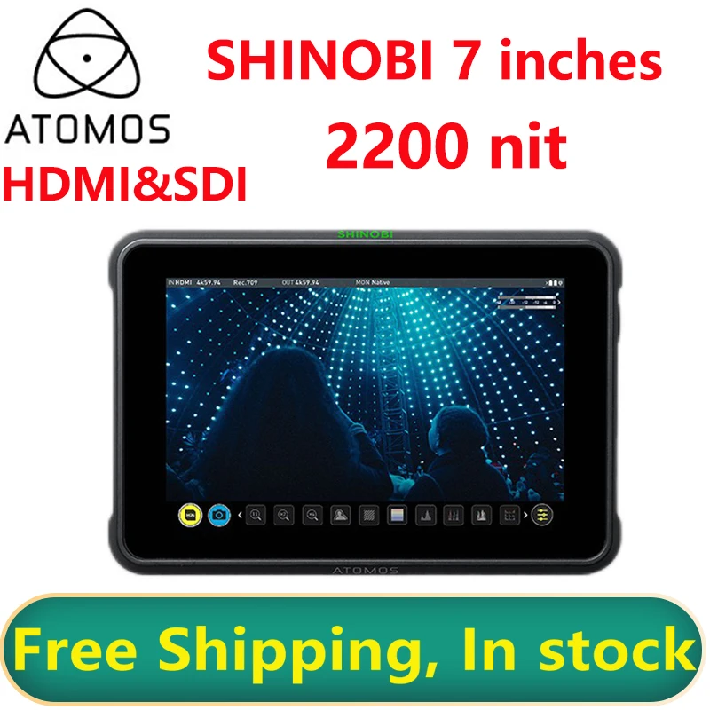 

7-дюймовый HDR-монитор ATOMOS SHINOBI, интерпреобразование сигнала HDMI/SDI, поддерживает HDR и 3D LUT.