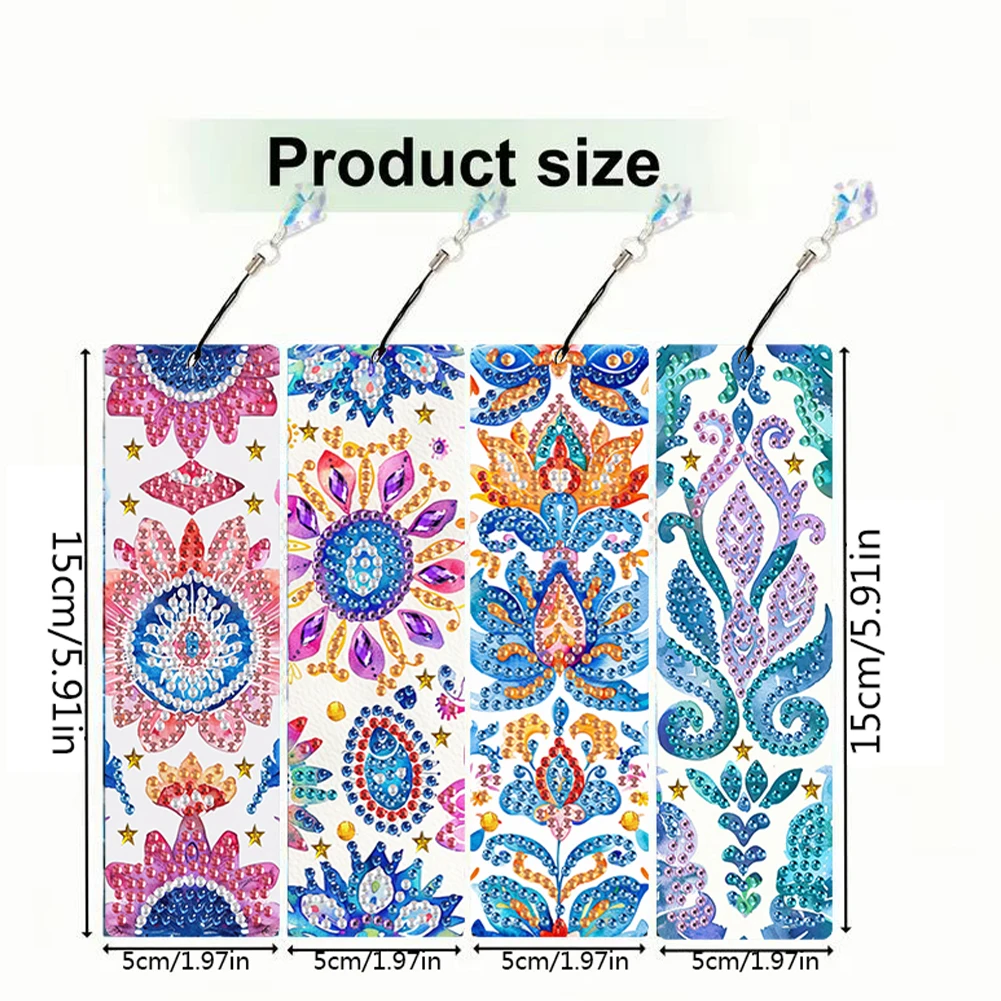 4 Stück spezielle Form Tier Diamant Malerei Lesezeichen mit Anhänger 5D Diamant Kunst Lesezeichen Kits für Erwachsene DIY Kunst Handwerk