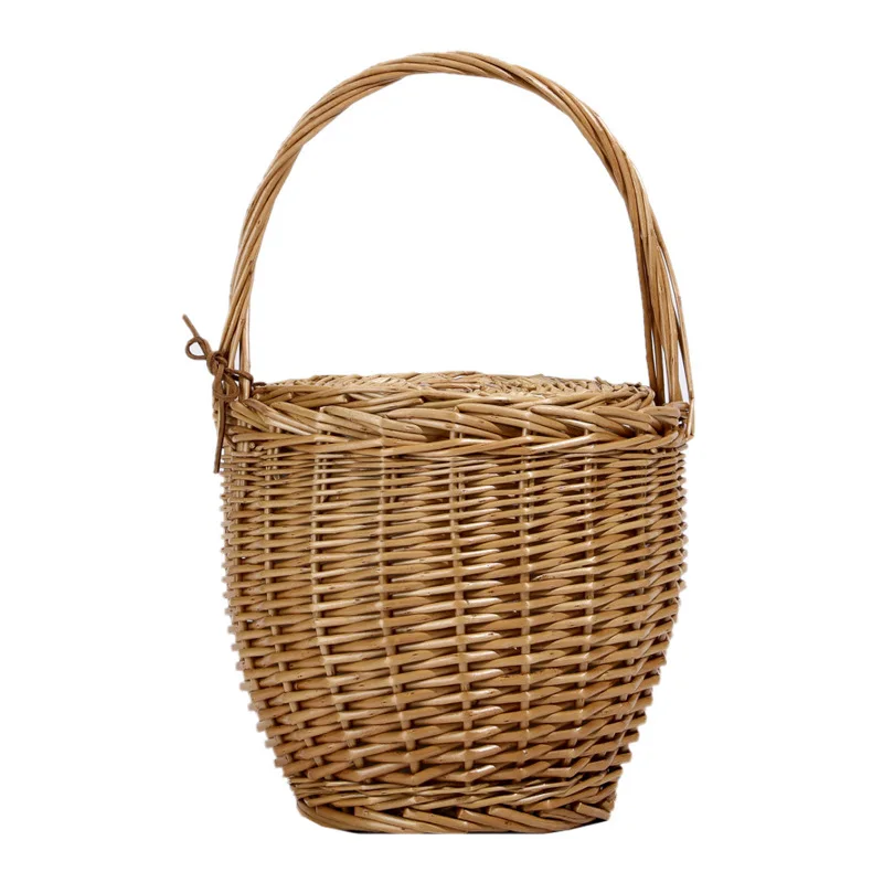 Weidenkorb Tasche Frauen Sommer Strand Natürliche Rattan Stroh Eimer Totes Handarbeit Gewebt Handtaschen Neue – Detail 6
