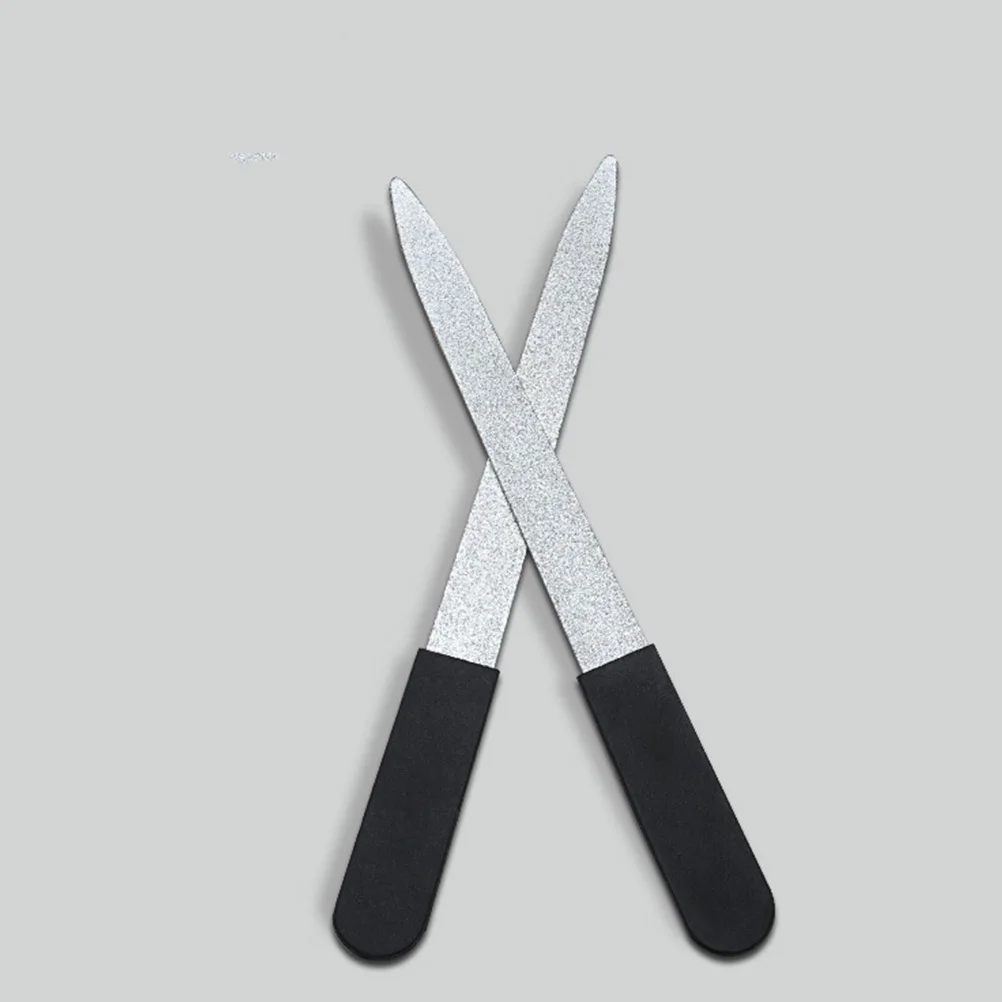 4개입 스테인리스 파일 실리콘 손잡이 미끄럼 방지 휴대용 네일 아트 도구 매니큐어 샌딩 폴리쉬 제거 네일 파일 에머리