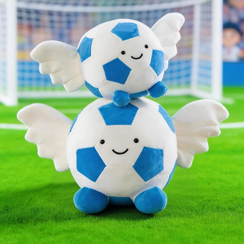 

Cute Angel Soccer Ball Plush Toy with Wings,kawaii Soft Blue White Football Stuffed Doll for Kids & Sports Fans Room Decoration