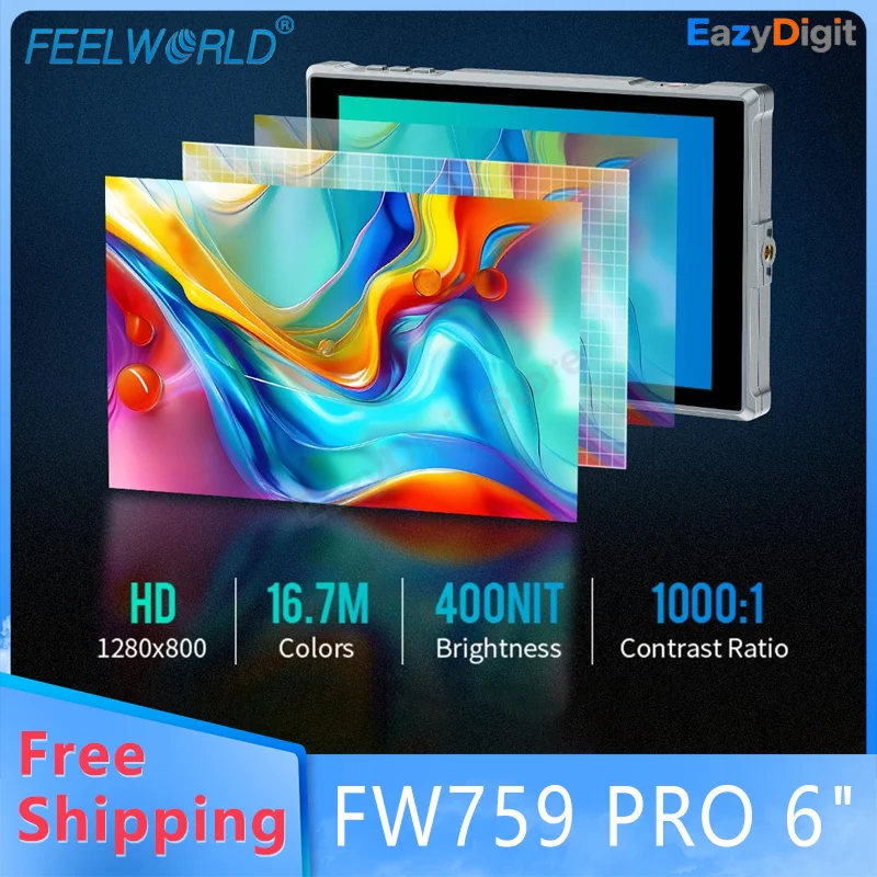 

FEELWORLD FW759 PRO 7-дюймовый сенсорный монитор 4K HDMI 1280x800 IPS для видеосъемки на камеру