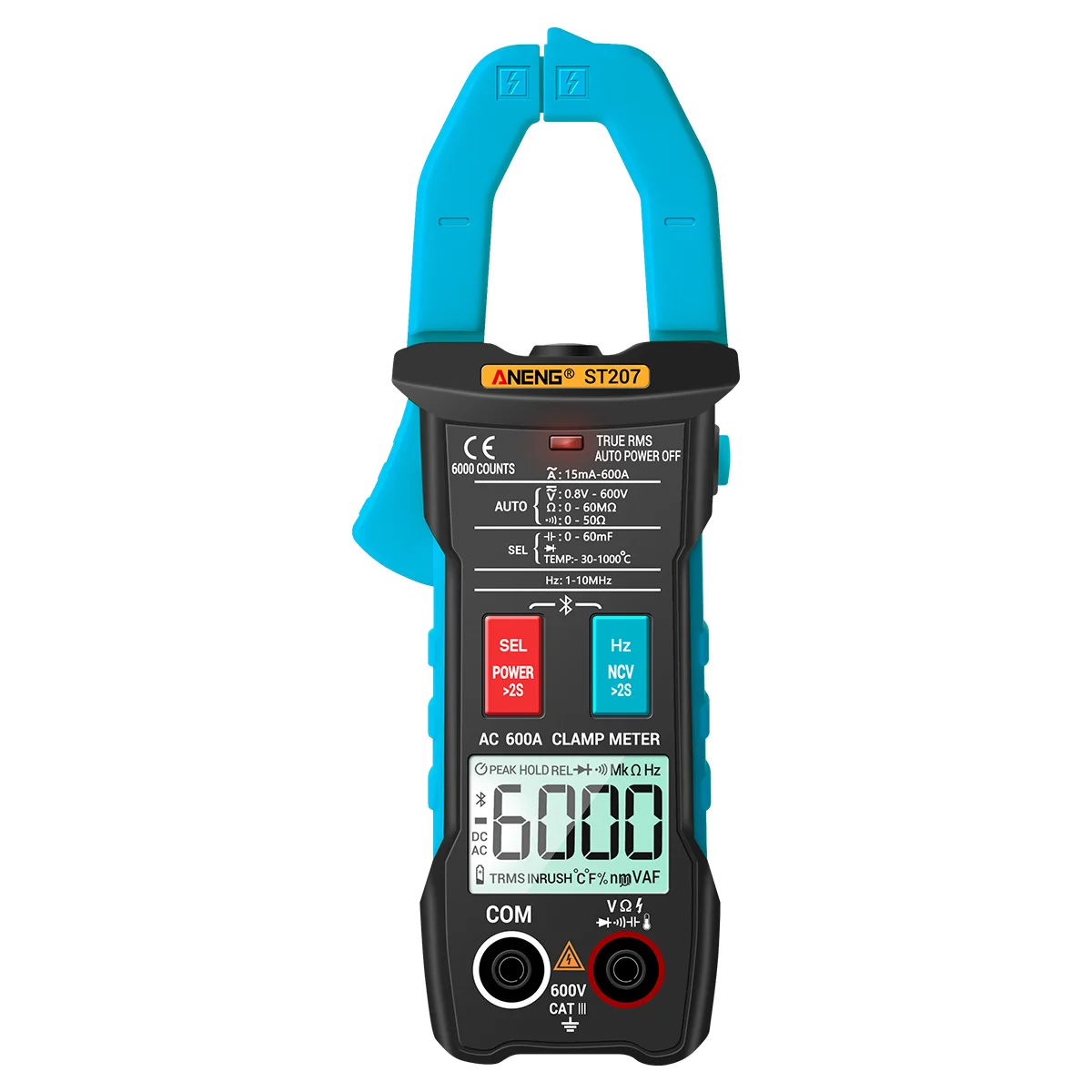 

ST207 Bluetooth Digital Multimeter Professional Clamp Meter 6000 Counts DC/AC True RMS Hz Capacitance Voltage Tester