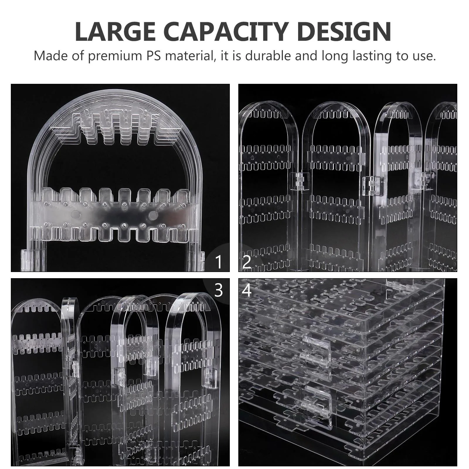 1 قطعة صندوق تخزين الأقراط طوي قلادة عرض موقف سعة كبيرة مجوهرات المنظم رف حامل مجوهرات المنزل #4