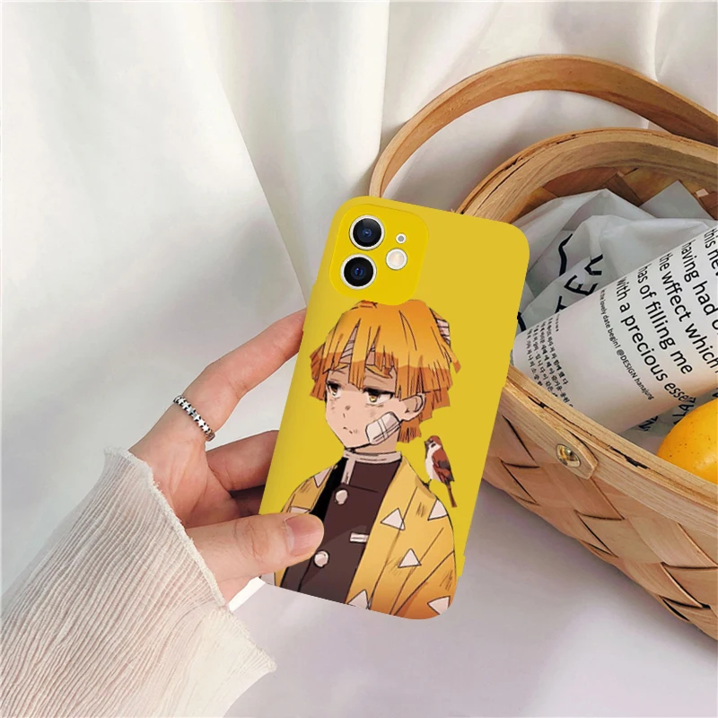 Cartoon Demon Slayer etui na telefony dla iPhone13 12 11pro XS MAX XR 7 8 6Plus śliczne Kamado Nezuko cukierki miękkie matowe tylna okładka Coque
