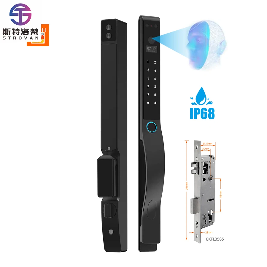 

STLF Automatic Outdoor Waterproof Ip68 3D Face Fingerprint Recognition Aluminium Door Wifi Tuya App Smart Lock
