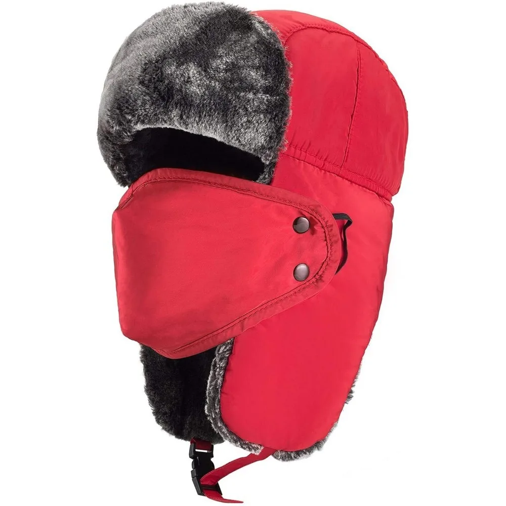 قبعات شتوية للنساء والرجال مع غطاء للأذن، قبعات بومبر روسية دافئة للطقس البارد