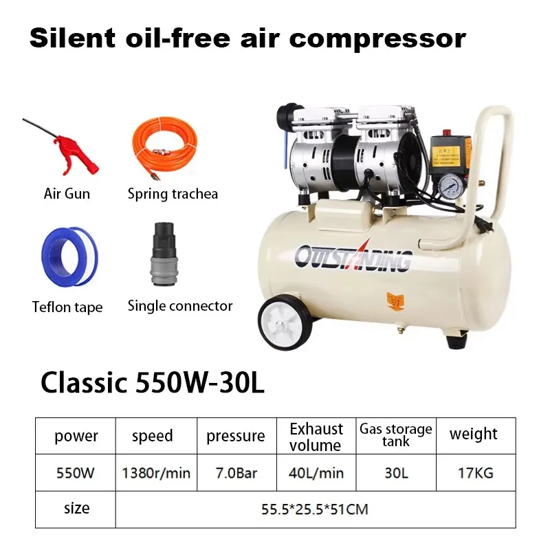 Portable High Pressure Air Pump Small Oil-free Air Compressor Industrial Grade 220V Silent Air Pump for Air Compressor