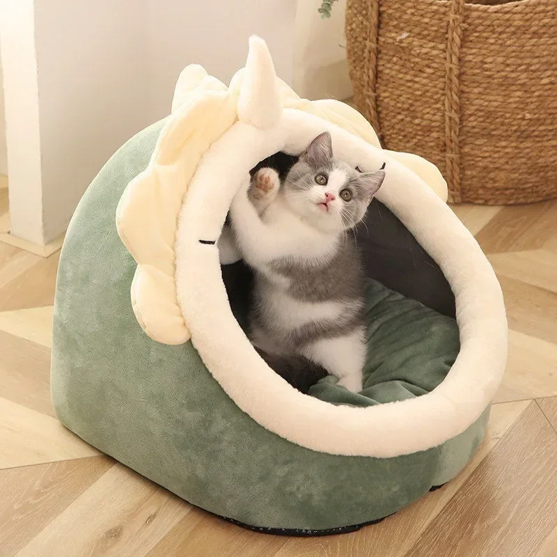 

Sweet Cat Bed Warm Pet Basket Cozy Kitten Cushion Cat House Tent Very Soft Small Dog Mat Bag For Washable Cave Cats Beds