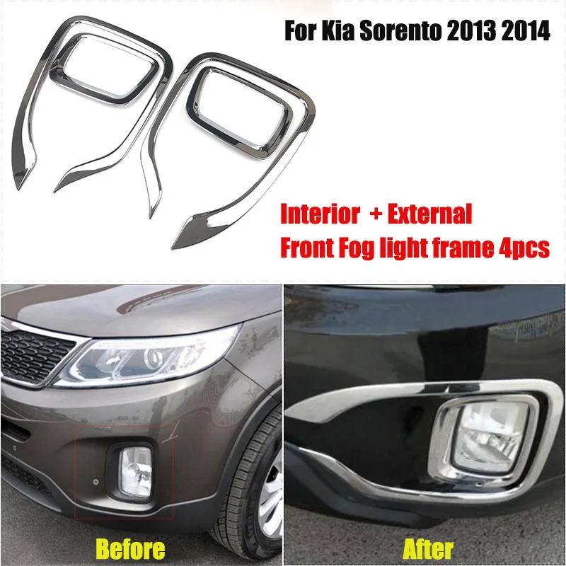 For Kia Sorento 2013 2014 Car Front Rear Fog Light Lamp trunk Door lip handle Decorative Frame Sticker Car Exterior Accessories