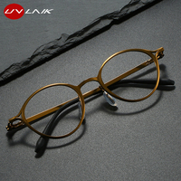 New Fashion Glasses Frame Unisex Ultralight Metal Spring Foot Small Ellipse Frame Anti Blue Light Transparent Lens Eyeglasses