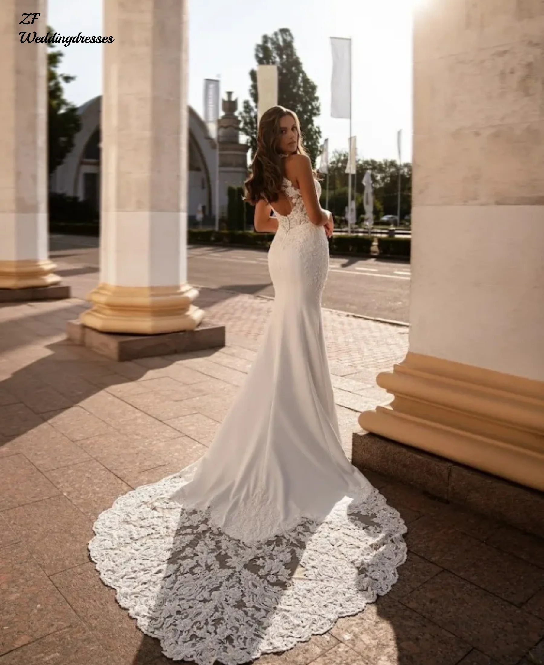 Customzied Elegant Halter Mermaid Wedding Dress Sleeveless Aplliques Backless Beach Bridal Gown Boho Vestido De Novia
