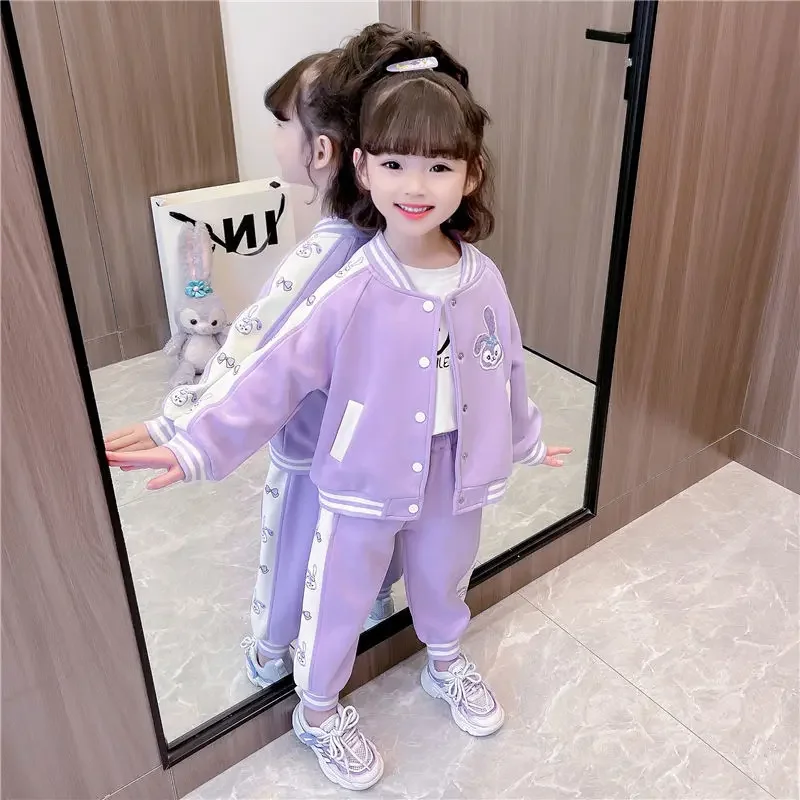 

Cute Spring & Autumn Cotton Toddler Girls Tracksuit 2023 New Korean Version Cartoon Bunny Children Casual 2 Piece Clothing Set