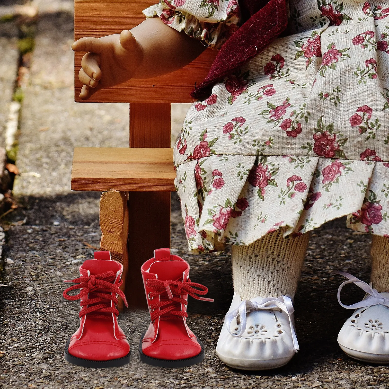 

1Pair 18Inch Fashion Accessories Girl Shoes PU Boots Miniature Dress Up Outfit Footwear Shoes Miniature Boots