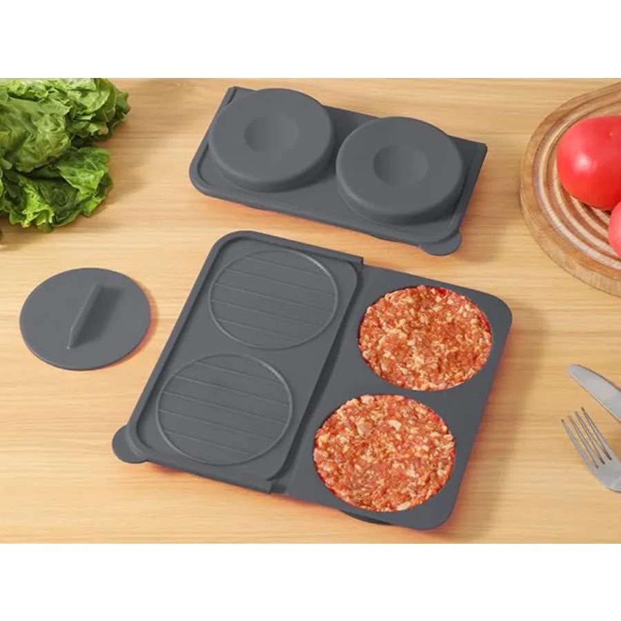 

Hamburger Press Patty Maker - 4-Cavity Silicone Burger Press 4.5" 1/4 lb Non-Stick Patty Maker Mold for Kitchen BBQ Dishwasher