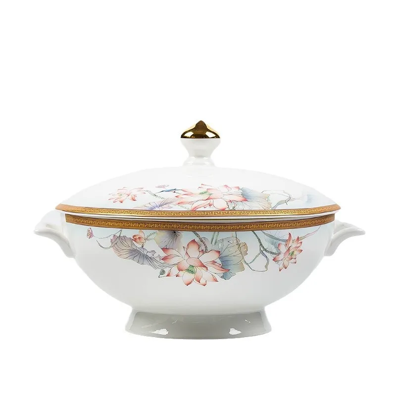 

Bone china high-end light luxury, Chinese Phnom Penh dishes, household housewarming set